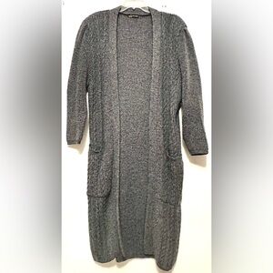 Vintage 80s~ El Corte Ingles Acrylic Mohair Blend Grey Gray Knit Long Cardigan